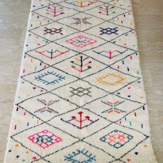 Colourful Moroccan Beni Ourain Rug - Bezzaf - Full view