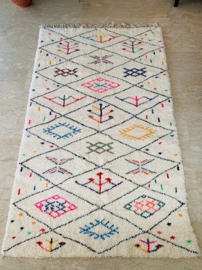 Colourful Moroccan Beni Ourain Rug - Bezzaf - Full view