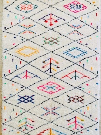 Colourful Moroccan Beni Ourain Rug - Bezzaf Close Up