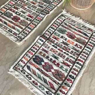 Colourful Flat weave Moroccan Rug - Double Paillassons