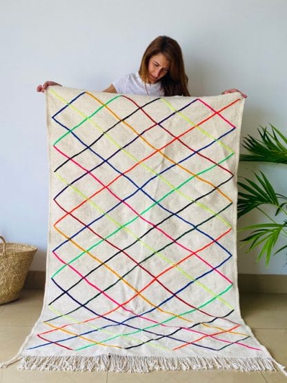 Colourful Neon Diamonds Moroccan Kilim Rug