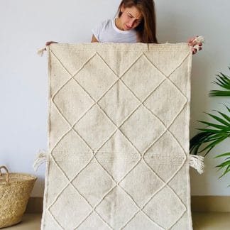 Small Cream Zanafi Moroccan Kilim Rug