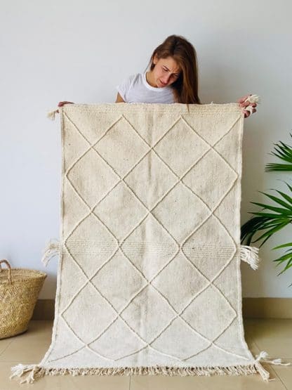 Small Cream Zanafi Moroccan Kilim Rug