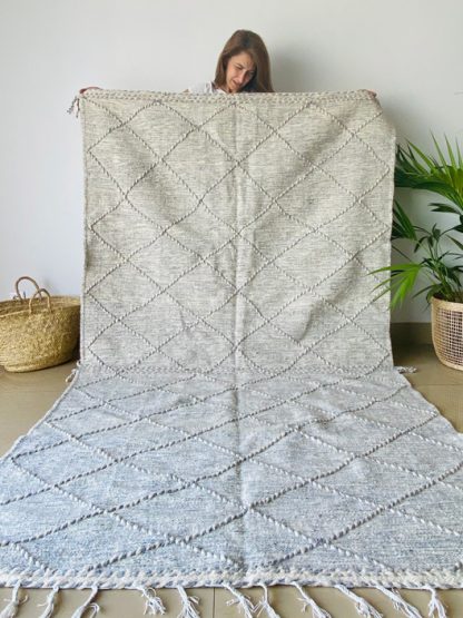 Large Light Grey Zanafi Moroccan Kilim Rug