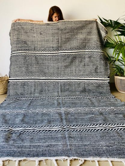 Large Black and White Moroccan Rug - Tribal Zanafi