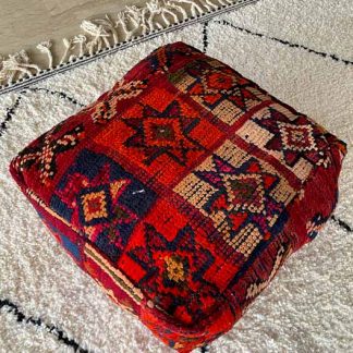 Red Vintage Moroccan Poof