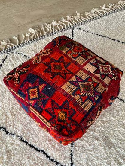 Red Vintage Moroccan Poof