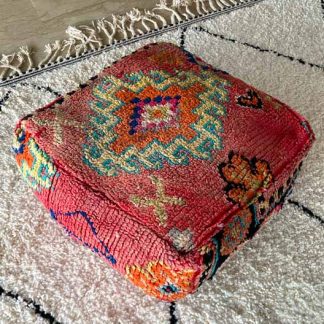 Light Red Vintage Moroccan Pouf