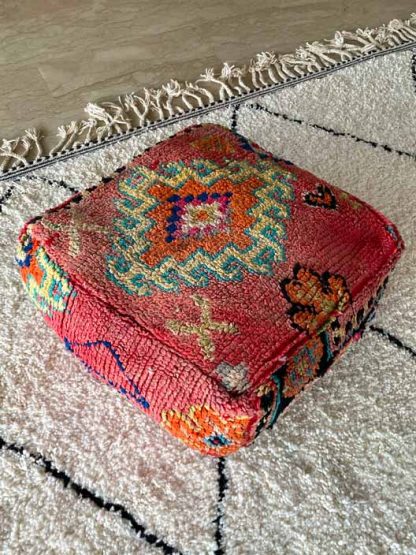 Light Red Vintage Moroccan Pouf