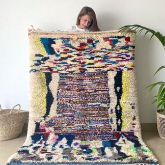 Colourful Medium Moroccan Beni Ourain Rug - Pointillism