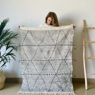 Small, Black and White Moroccan Kilim Rug