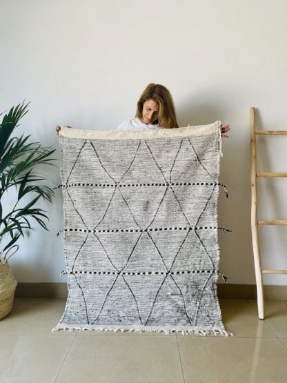 Small, Black and White Moroccan Kilim Rug